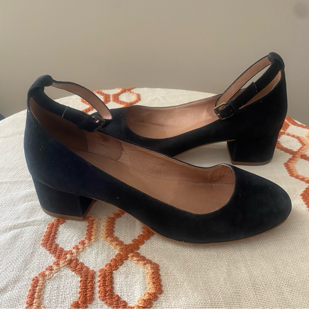Madewell ‘Inez’ Black Suede Block Heels Sz 7.5